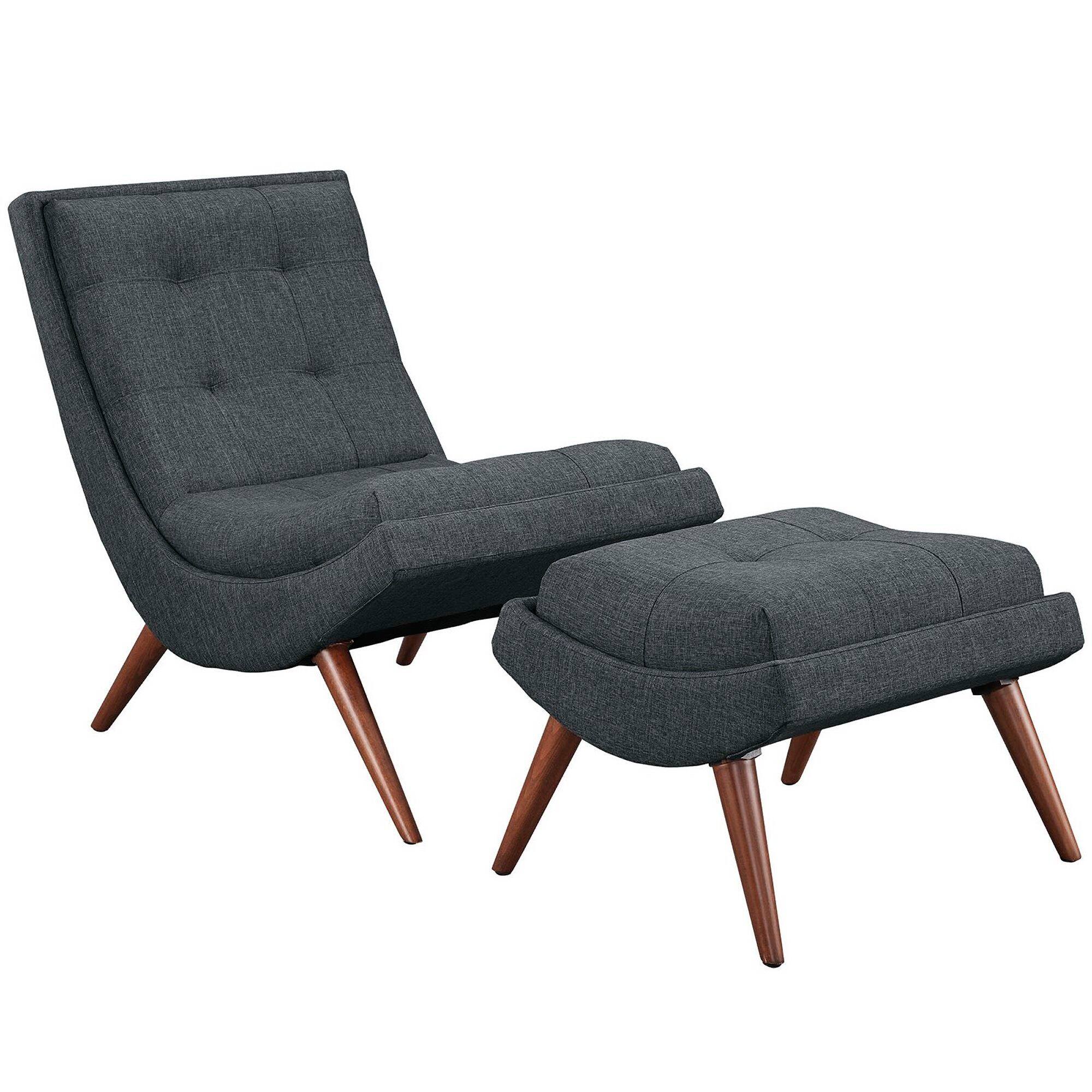 Angle. Modway - Ramp Upholstered Fabric Lounge Chair Set by Modway - Gray.