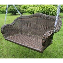 Hivvago - Resin Wicker Porch Swing with 4-ft Hanging Chain - Brown