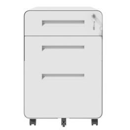 Ecooso - 3 Drawer Mobile File Cabinet with Lock, All-Steel Office File Storage Organizer on Casters, Fully Assembled - White
