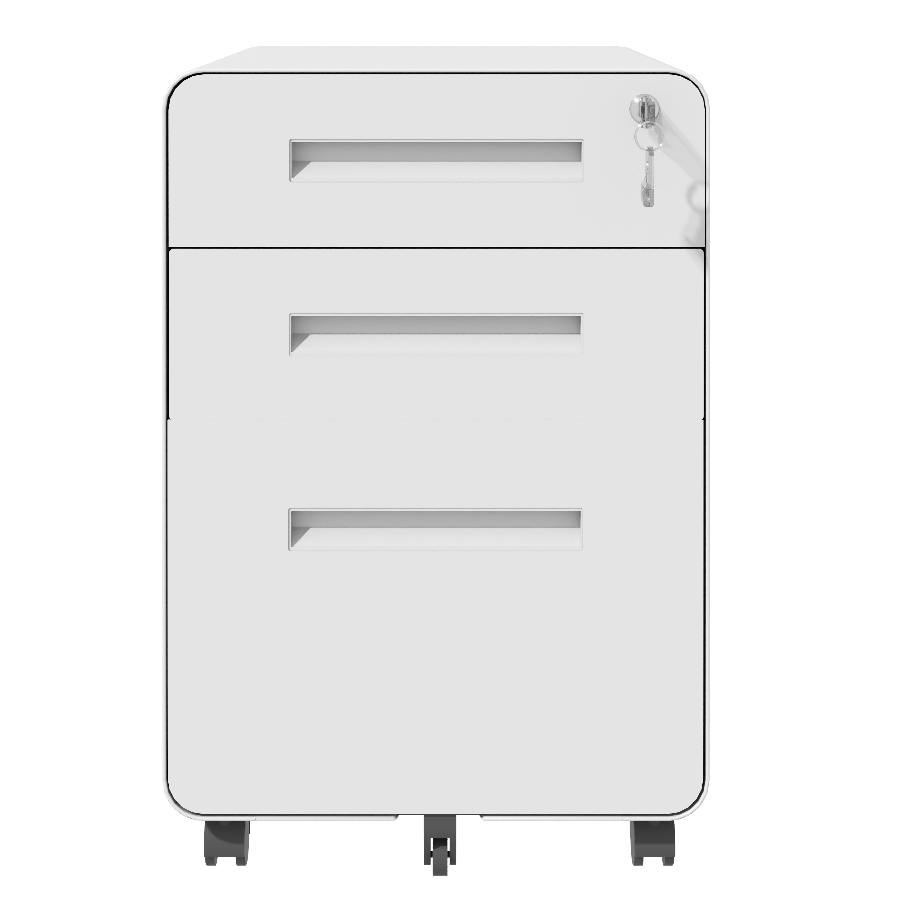 Front. Ecooso - 3 Drawer Mobile File Cabinet with Lock, All-Steel Office File Storage Organizer on Casters, Fully Assembled - White.
