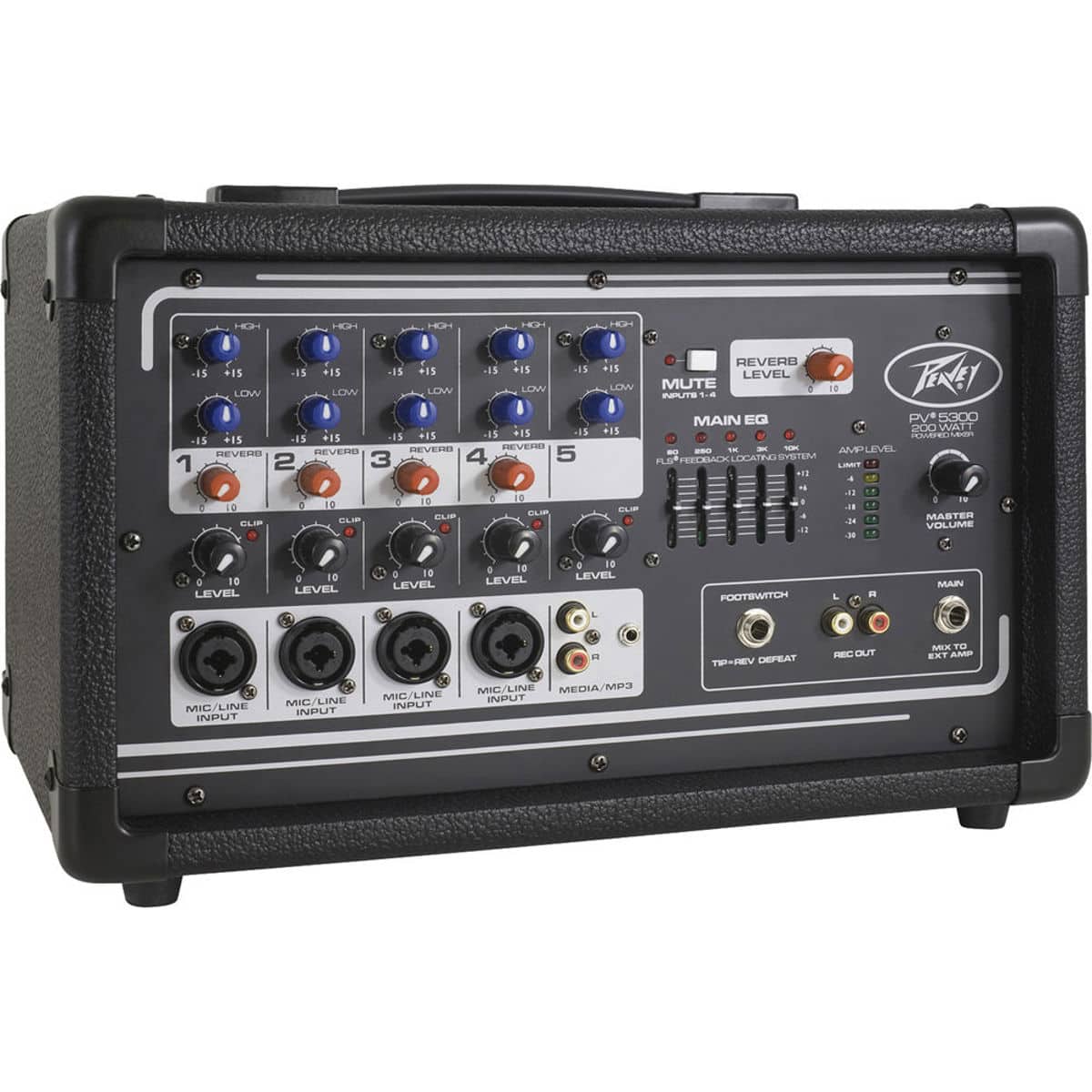 "Peavey - PV 5300 4-Input Channel 200 Watt Powered Mixer Amplifier, 1/4"" / XLR, 50Hz to 20kHz Mic to Amp, 120V AC Power" price history on PriceWatchPro