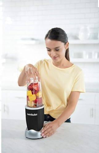 Alt View 1. NutriBullet - Pro 900W Single-Serve Blender - Black Stainless.