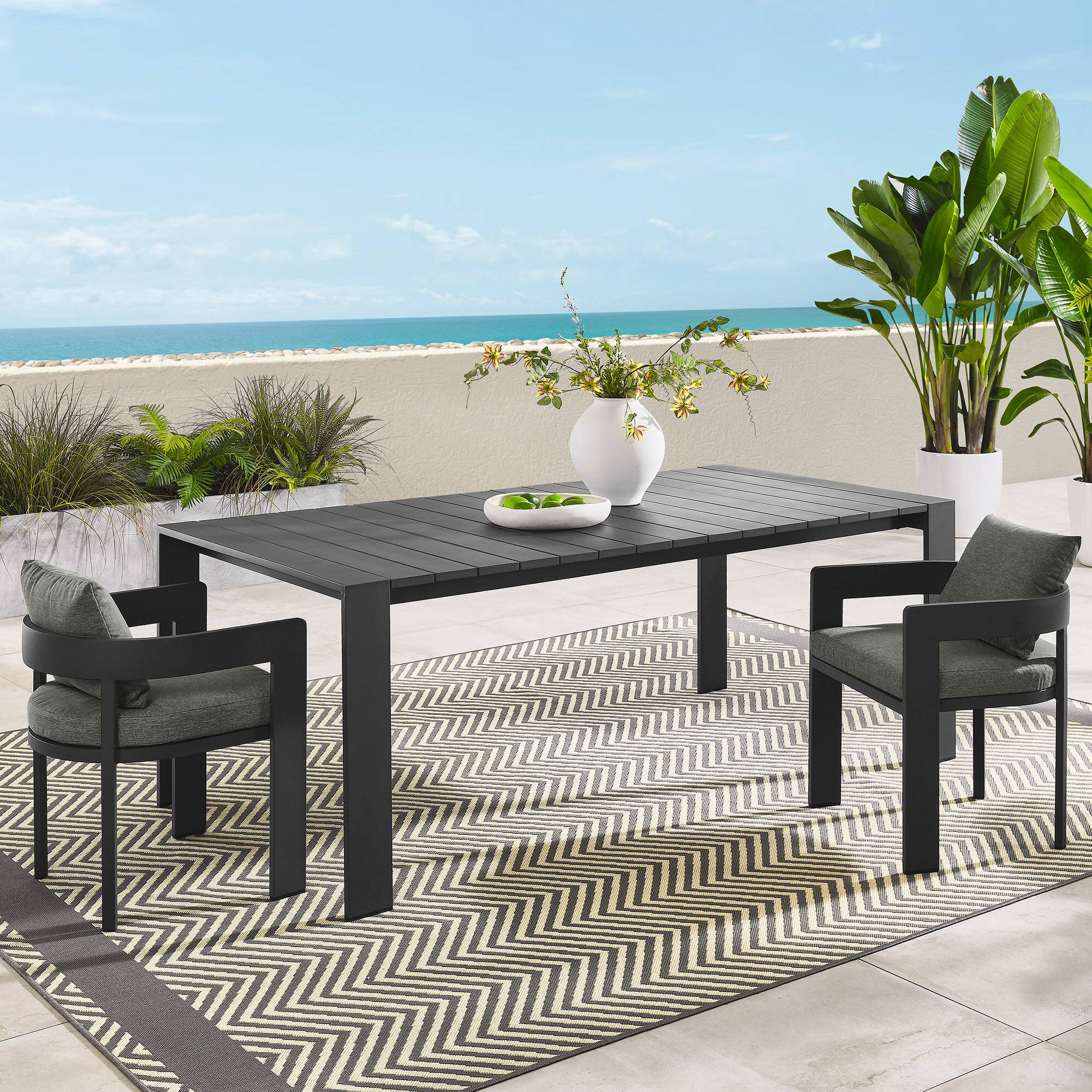 Front. Modway - Tahoe Rectangular Outdoor Patio Aluminum Dining Table by Modway - Gray.