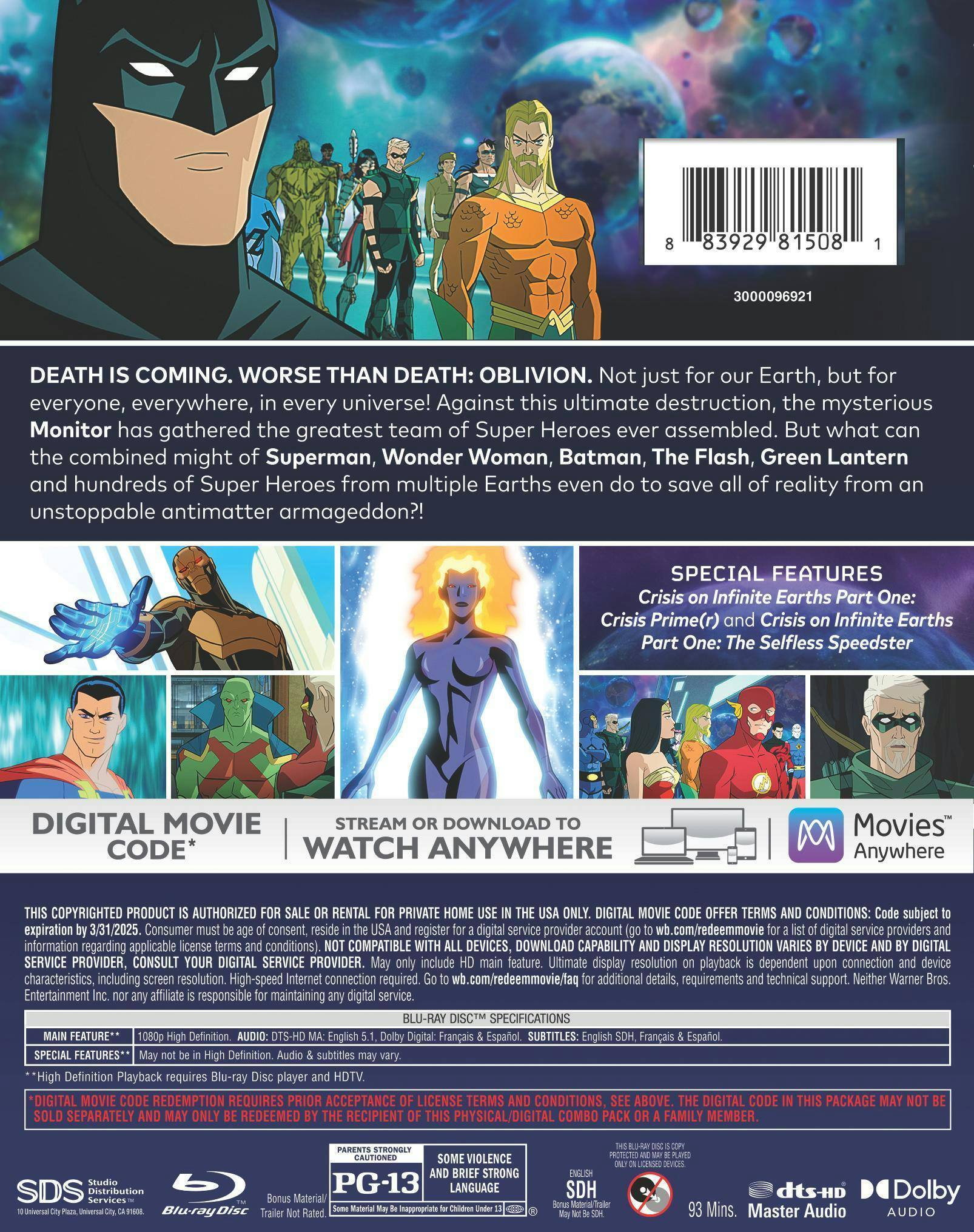 Back. Justice League: Crisis On Infinite Earths - Part One [Blu-ray].