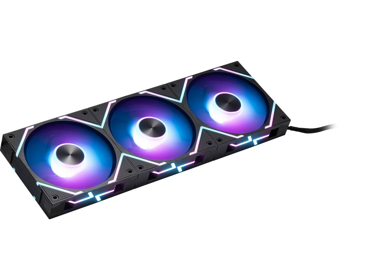 Left. MSI - MSI MPG EZ120 ARGB Fan - 120mm, Magnetic Block, Daisy-Chain, Fluid Bearing, 3-Pack - ARGB.