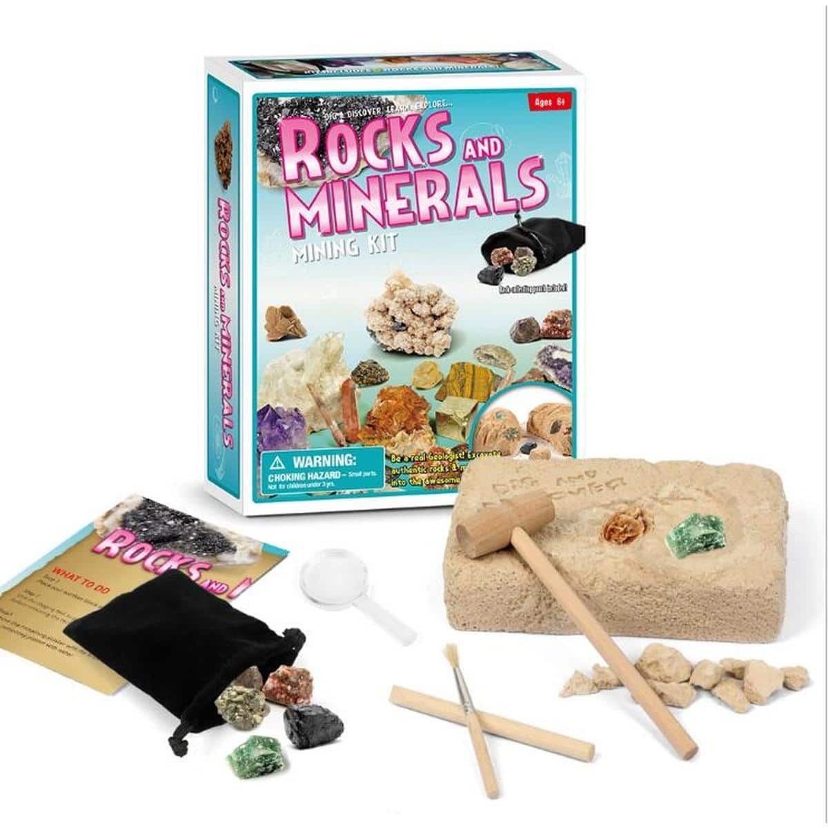 JuzToys - STEM Toys Gemstone Dig Kit – Crystal Rock and Gem Digging Kit with Mining Tools, Educational Toys Kit for Kids - Beige