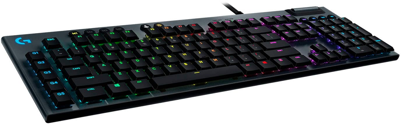 The image shows a computer keyboard with a colorful design, featuring a variety of keys. The keys include M1, P1, ESC, G1, G2, CAPS, G3, G4, G5, M2, MS, P3, P2, 3, 2, e, w, q, a, s, d, f, r, t, y, u, i, o, p, j, k, l, m, n, ., /, and more. The keyboard is designed to provide a comfortable and efficient typing experience for users.