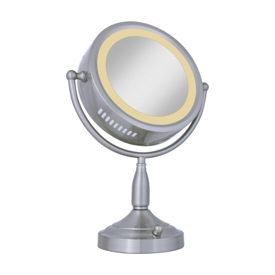 Alt View 3. Zadro - LED Lighted Makeup Mirror with 8X/1X Magnifications - Satin Nickel.