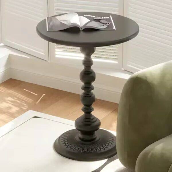 Front. Refined Abode Design - Round Vintage Iron Art Coffee Table - Gray.