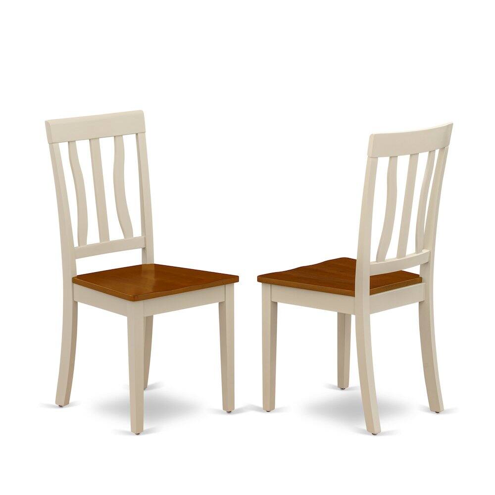 Left. East West Furniture - 7 Pc Kenley Dinette Table with a Leaf and 6 Wood Seat Chairs in Buttermilk and Cherry - Buttermilk & Cherry.