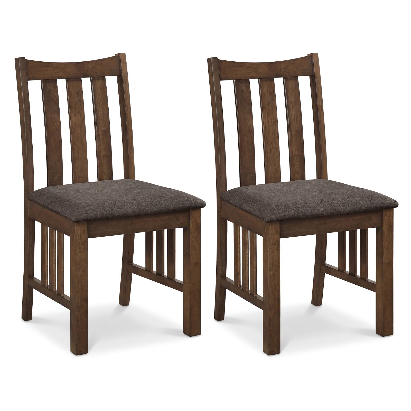 Alt View 9. Gymax - Gymax Rubber Wood Dining Chairs Set of 4 Farmhouse Kitchen Chairs Brown&Brownish Gray - Brown.