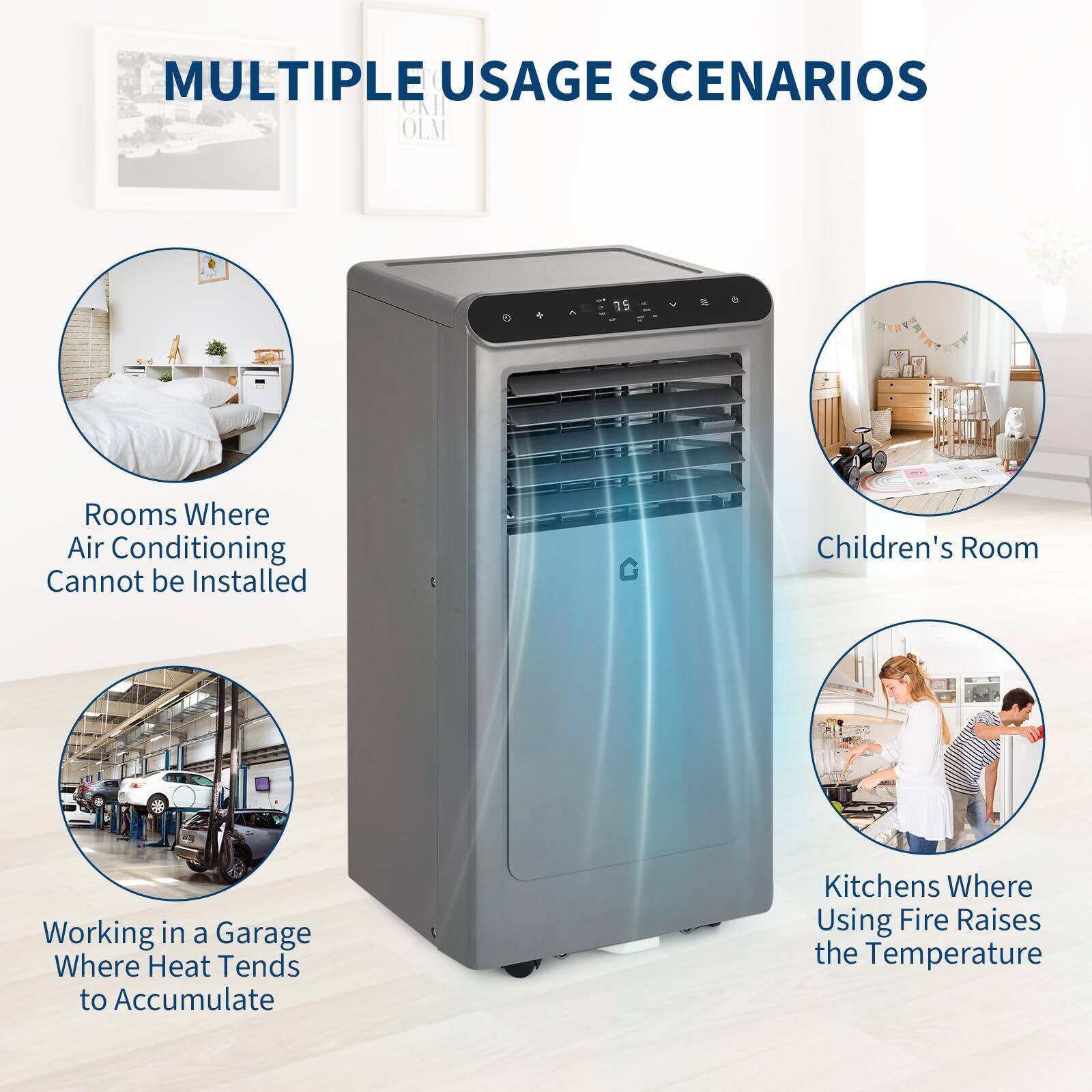 MULTIPLE USAGE SCENARIOS

- Rooms Where Air Conditioning Cannot be Installed
- Working in a Garage Where Heat Tends to Accumulate
- Children's Room
- Kitchens Where Using Fire Raises the Temperature