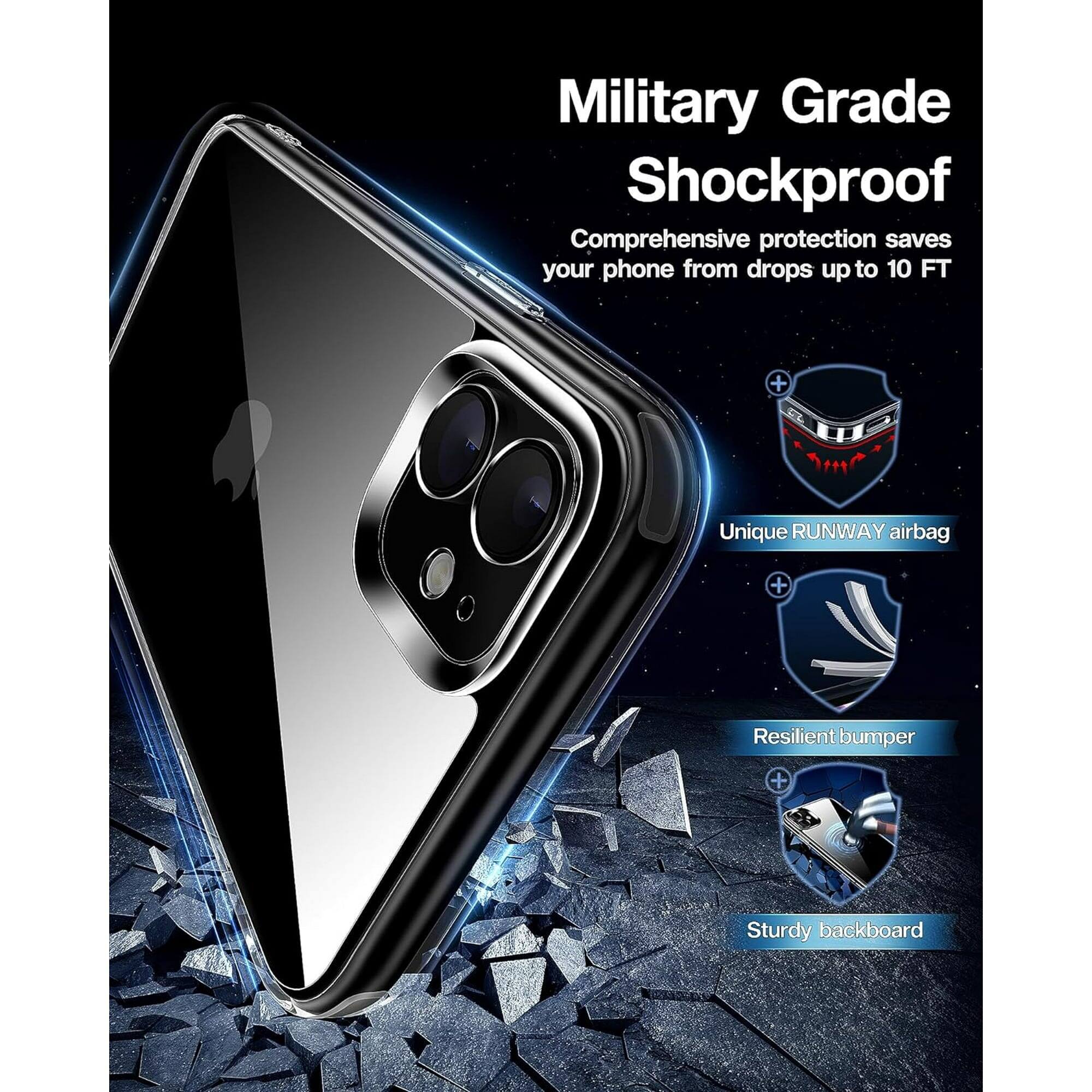 Military Grade Shockproof
Comprehensive protection saves your phone from drops up to 10 FT
+ Unique RUNWAY airbag
+ Resilient bumper
+ Sturdy backboard