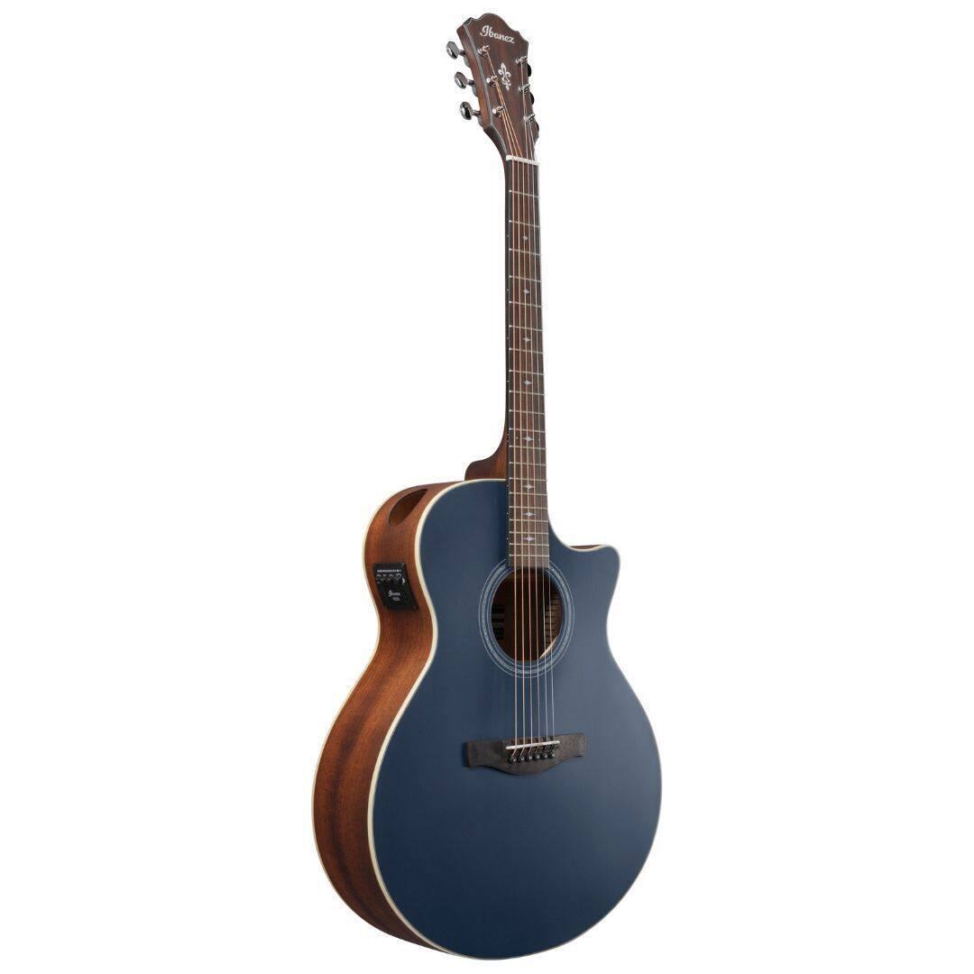Back. Ibanez - Ibanez AE100DBF Grand Auditorium Acoustic-Electric Guitar Dark Tide Blue Flat.