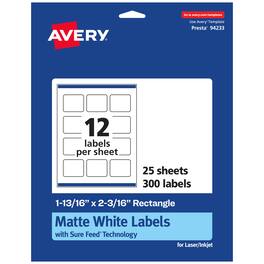 Avery - Rectangle Labels, 1-13/16" x 2-3/16", 300 Labels - White