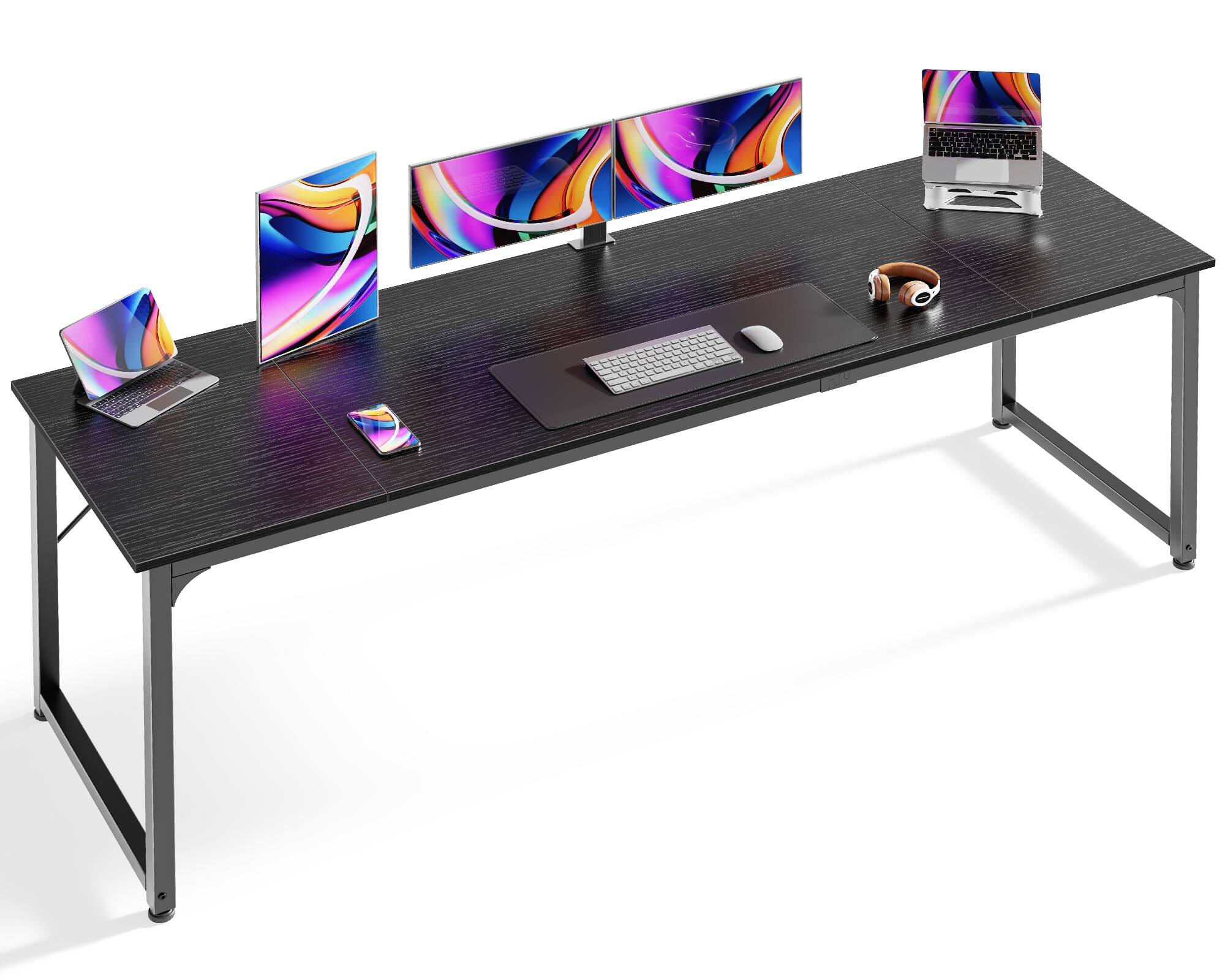 Front. Fabibe - Computer Desk 63 Inch Office Gaming With Storage Writing Work For Home Study Modern Simple Large Legroom Metal Office De - Black 80inch.