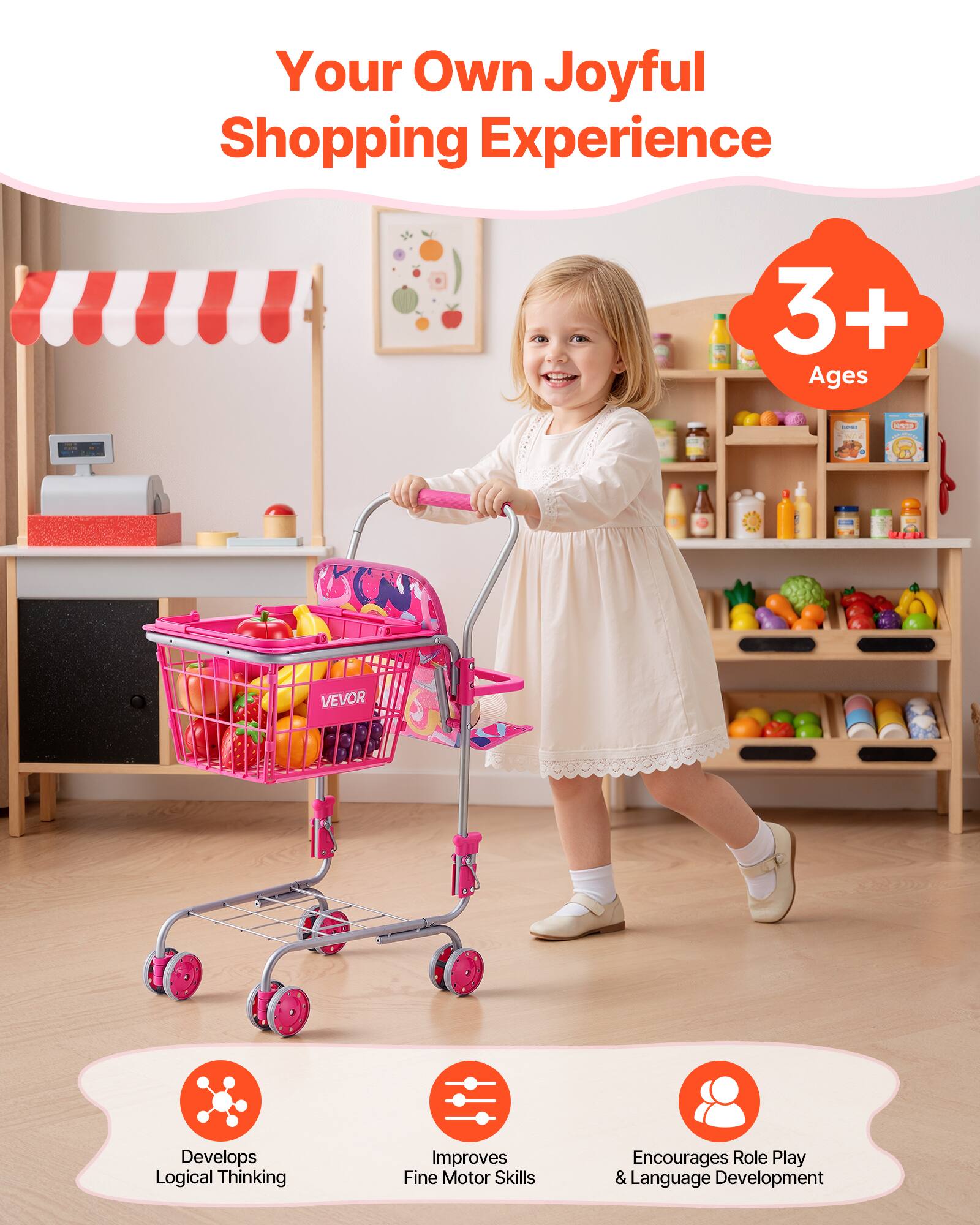 Your Own Joyful Shopping Experience  
3+ Ages  

AA VEVOR  
Develops Logical Thinking  
Improves Fine Motor Skills  
Encourages Role Play & Language Development
