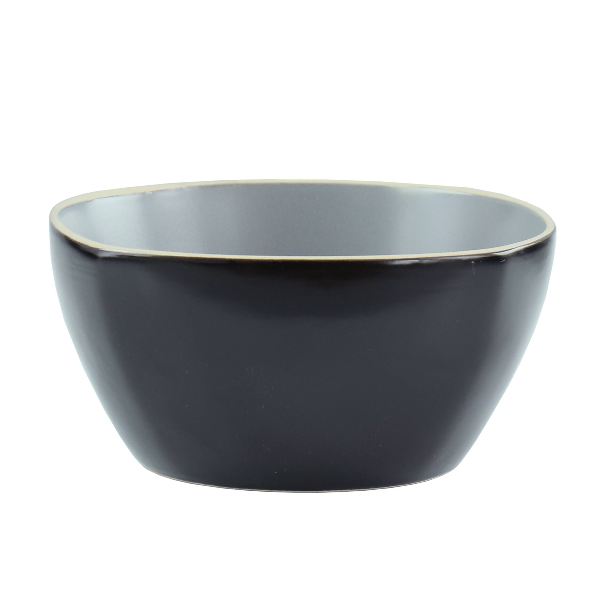 Alt View 4. Hometrends - Hometrends Soho Lounge 12 Piece Square Stoneware Dinnerware Set in Grey and Black - Gray and Black.