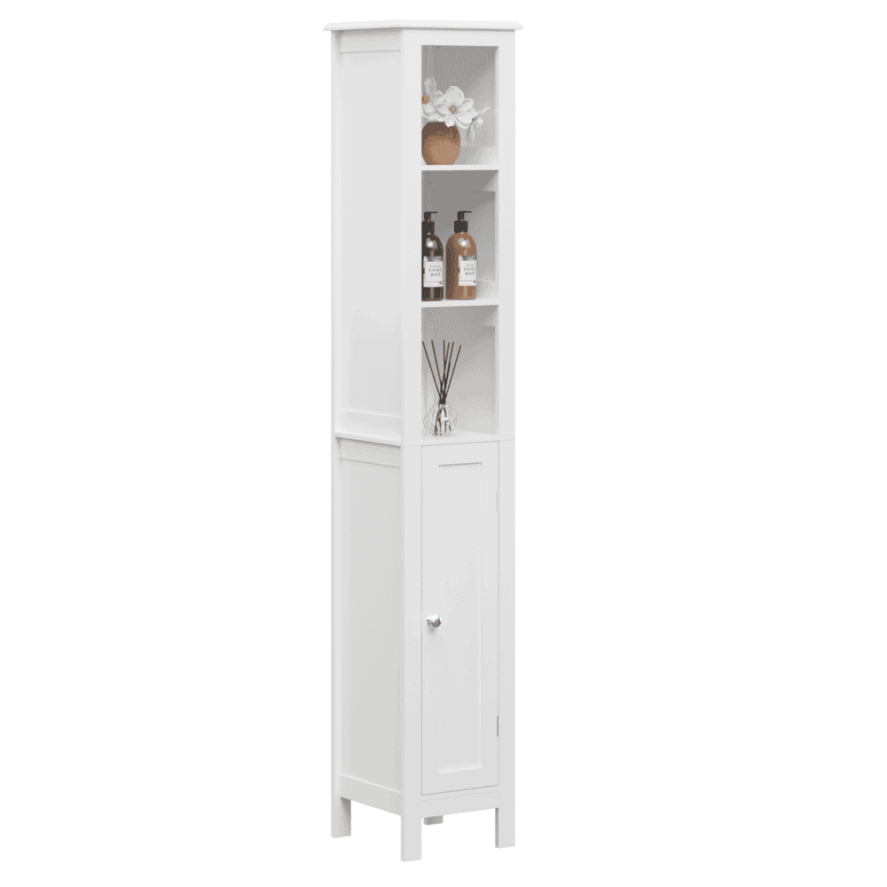 Kadyn - 66.92" Tall Bathroom Storage Cabinet with Adjustable Shelves, 1 Doors Freestanding Cabinet with Open compartments - White