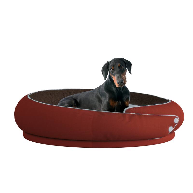 Alt View 3. wowmax - Round Orthopedic Dog Bed, Medium Pet Bed with Supportive Foam, Washable Cover, Non-Slip, 45" - Red.
