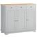 Front. Homcom - Storage Cabinet, Sideboard Floor Cupboard with Solid Wood Top, Adjustable Shelf - Gray.