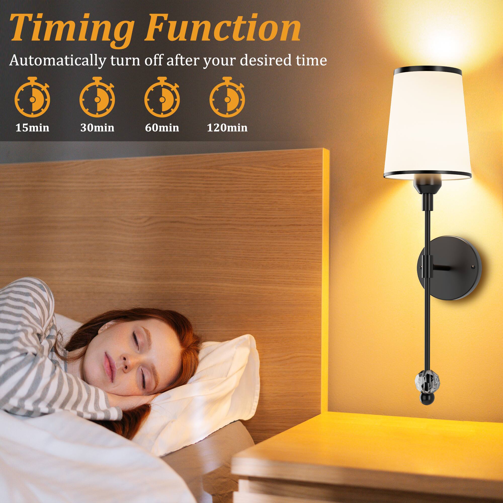 Timing Function  
Automatically turn off after your desired time  
15min 30min 60min 120min