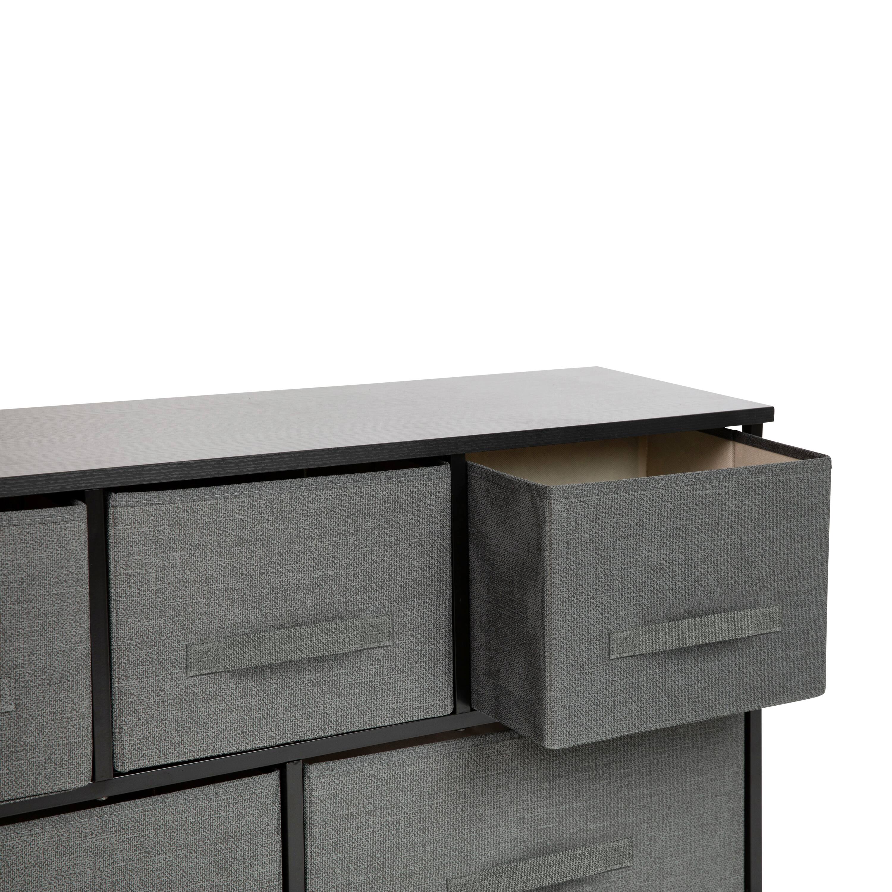 Alt View 9. Emma + Oliver - 5 Drawer Storage Chest with Wood Top & Dark Fabric Pull Drawers - Gray Drawers/Black Frame.