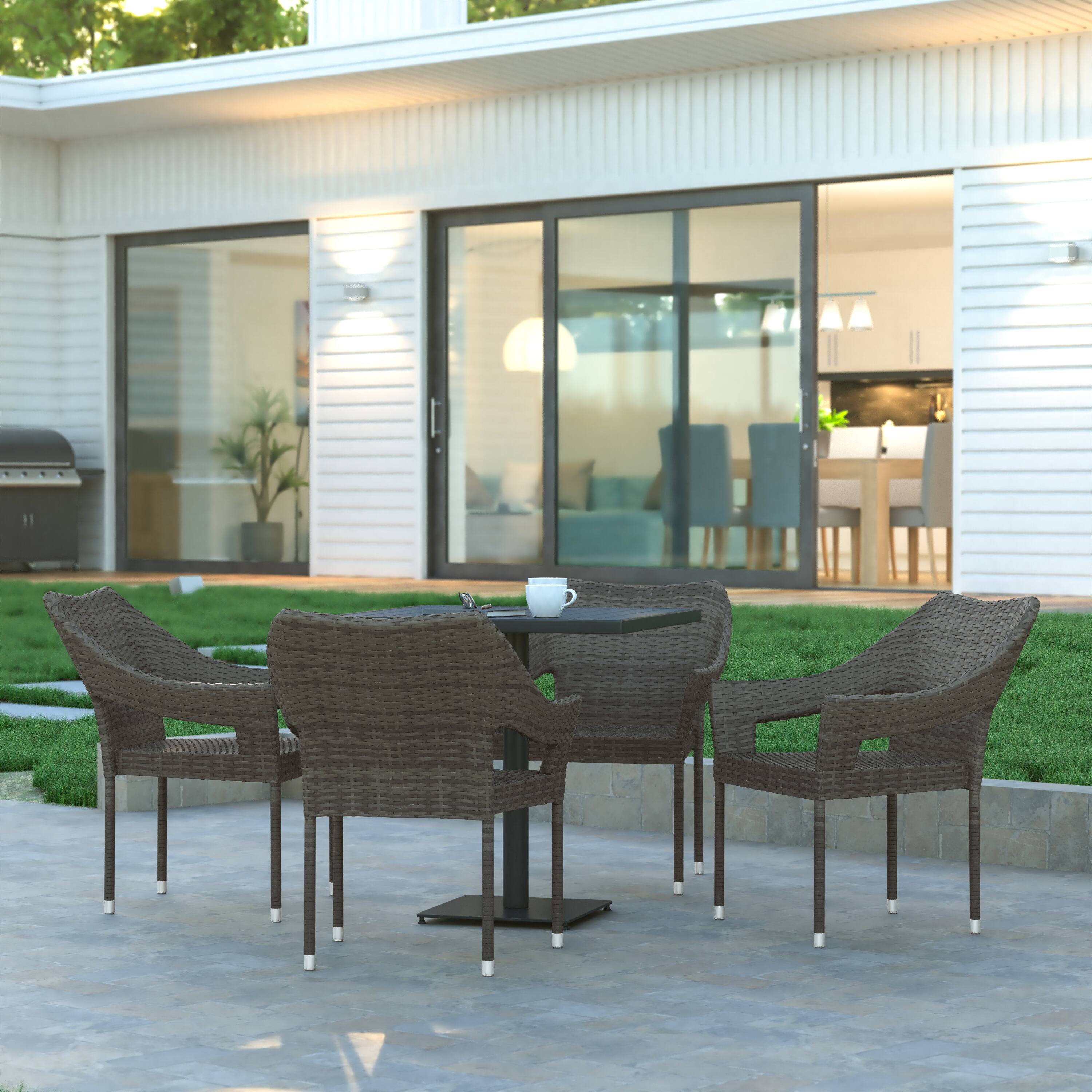 Alt View 1. Emma + Oliver - Embry All-Weather Indoor/Outdoor Stacking Patio Dining Chairs with Steel Frame and Weather Resistant PE Rattan - Gray.