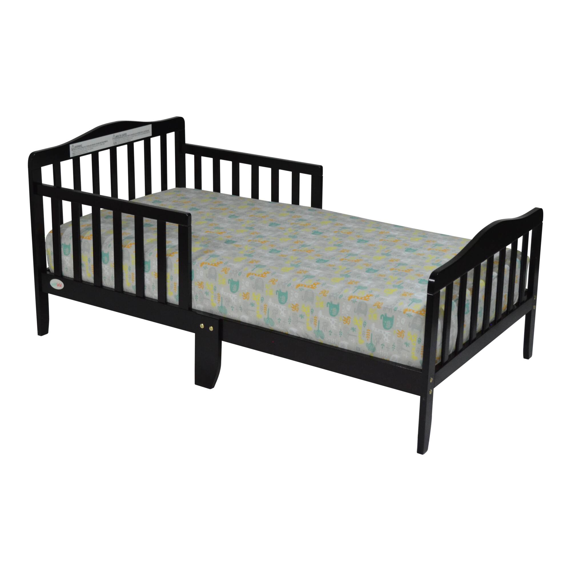 Alt View 1. GOODSILO - Classic Solid Wood Toddler Bed with Safety Rails for Child's Room Transition - Espresso.