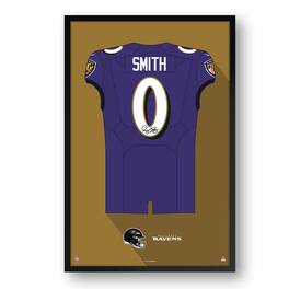 Sporticulture - Roquan Smith Baltimore Ravens Facsimile Signature Framed Jersey Art Print - Purple
