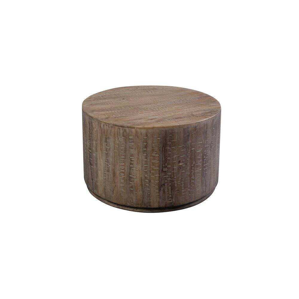 Back. Porter Designs - Drum Gray Wash Mango Wood Coffee Table - Gray.
