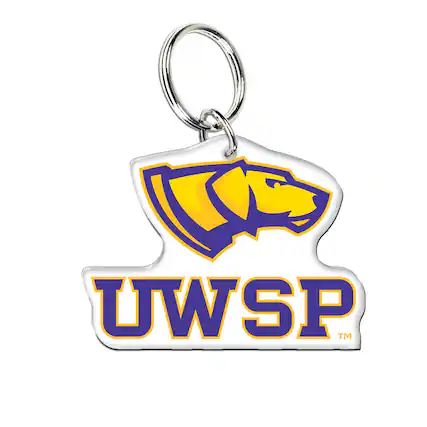 Front. WinCraft - Wisconsin-Stevens Point Pointers Premium Acrylic Team Key Ring - Multicolor.