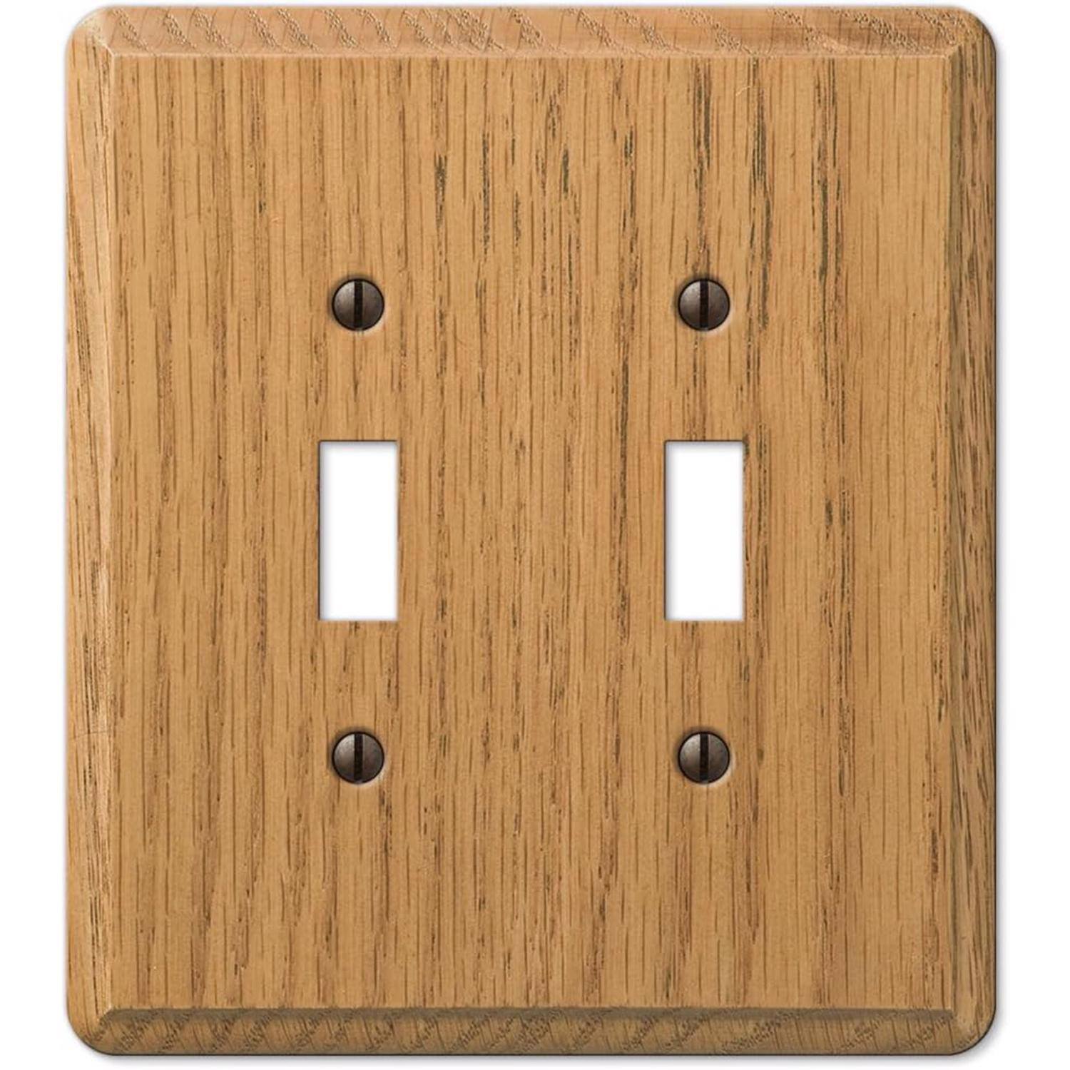 Angle. AMERELLE - Amerelle Contemporary Light Brown 2 gang Wood Toggle Wall Plate 1 pk - Brown.