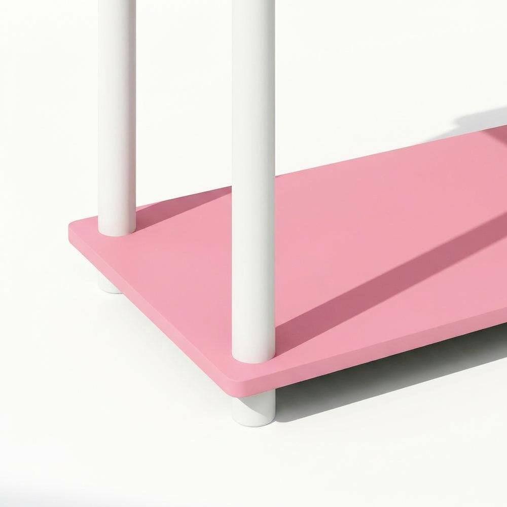 Alt View 2. FurniFact - Wooden bookcase with open storage shelves for modern home decor - Pink/White.