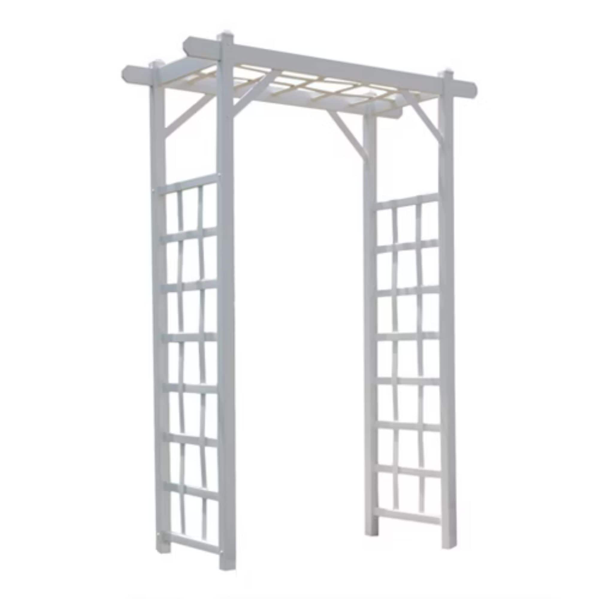 Front. Dura-Trel - Dura-Trel Elmwood Arbor 57" x 84" PVC Outdoor Garden Arch Lattice Trellis, Mocha - Mocha.