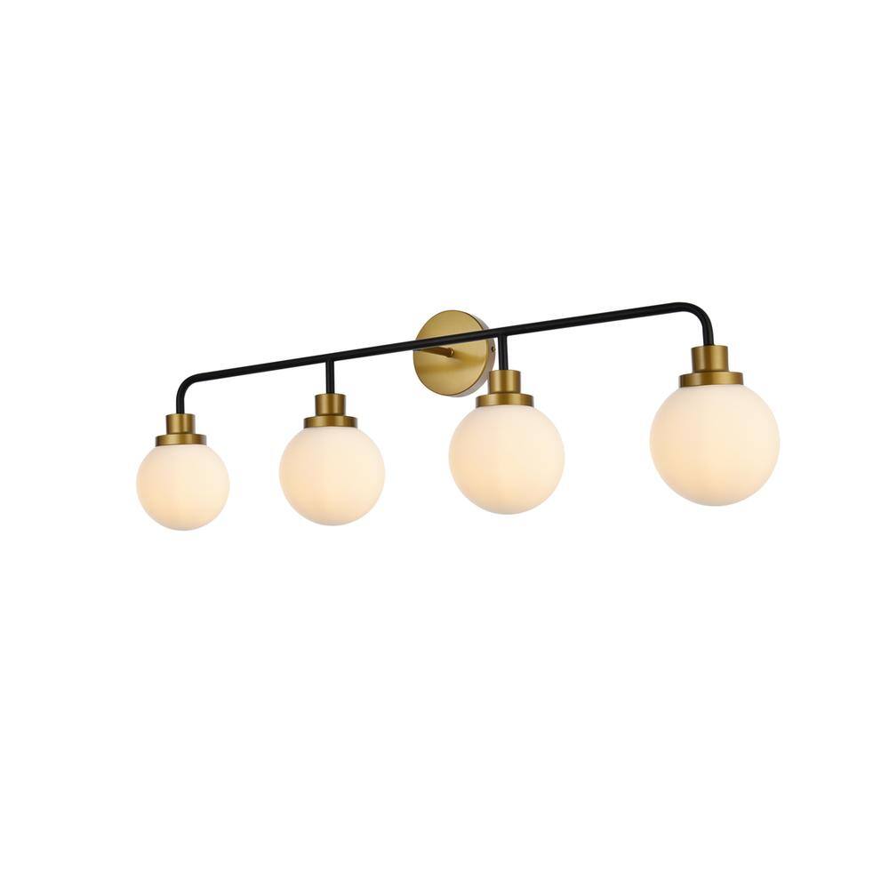 Alt View 2. Living District - Hanson 4 lights bath sconce in black with brass with frosted shade - Black And Brass And Frosted Shade.