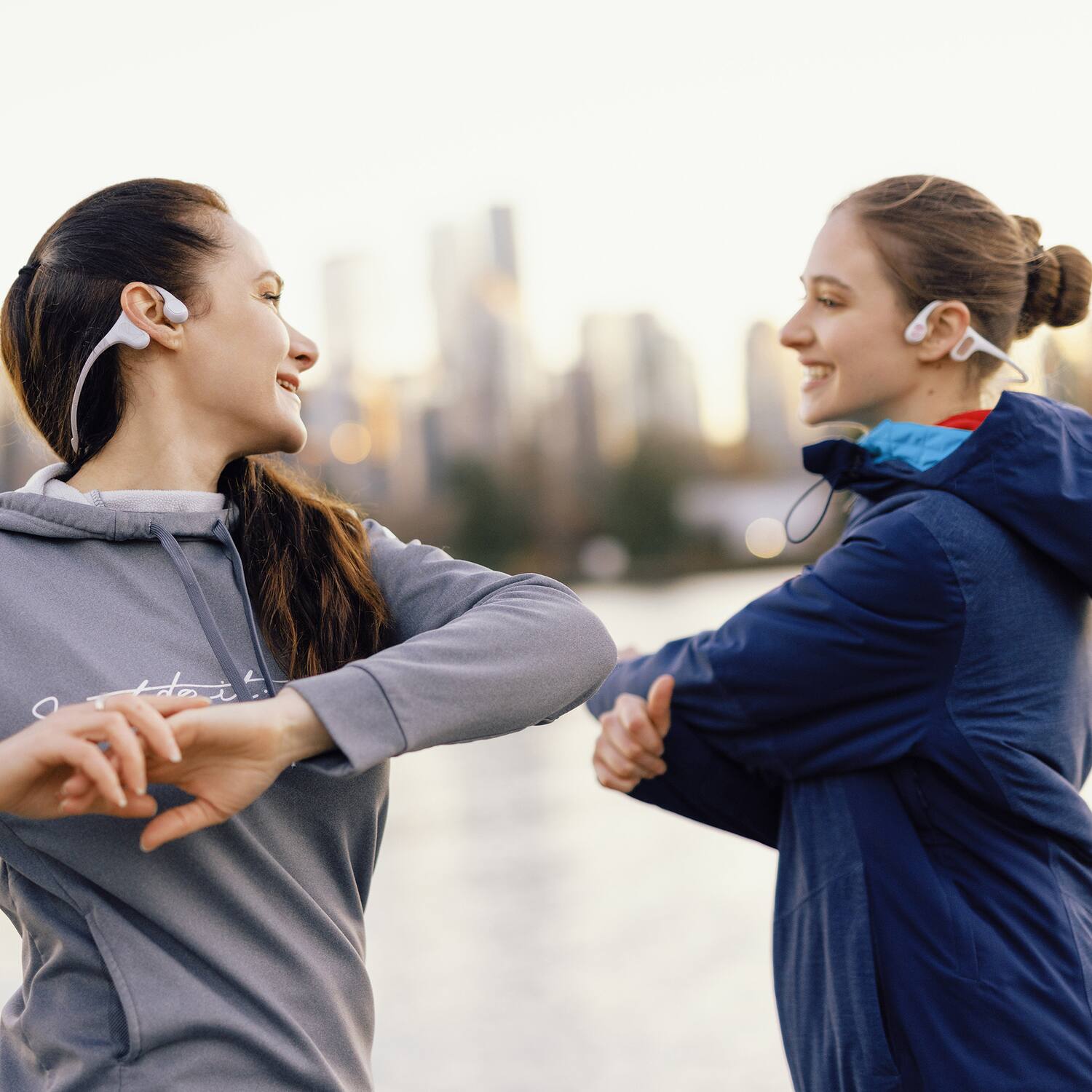 Alt View 7. Mojawa - Run Plus Bluetooth Bone-Conduction Waterproof Open-Ear Headphones with Microphone for Outdoor Sports - Pink.