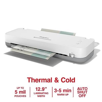 Thermal & Cold

- UP TO 5 mil LAMINATING POUCHES
- 12.9" LAMINATING WIDTH
- 3-5 min WARM UP
- AUTO SHUT OFF
