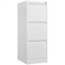 COWLOWN - 3 Drawer Lockable Metal Vertical File Cabinet White Narrow Fits A4 Legal Letter Home Office Assembly Required