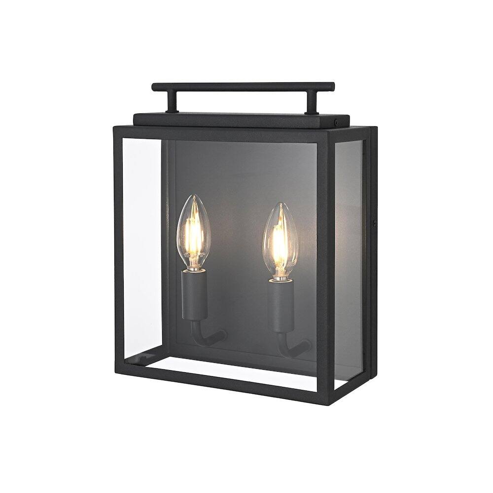 Angle. Elegant Lighting - Valentin 9 Inch Outdoor Wall Sconce In Black - Black.