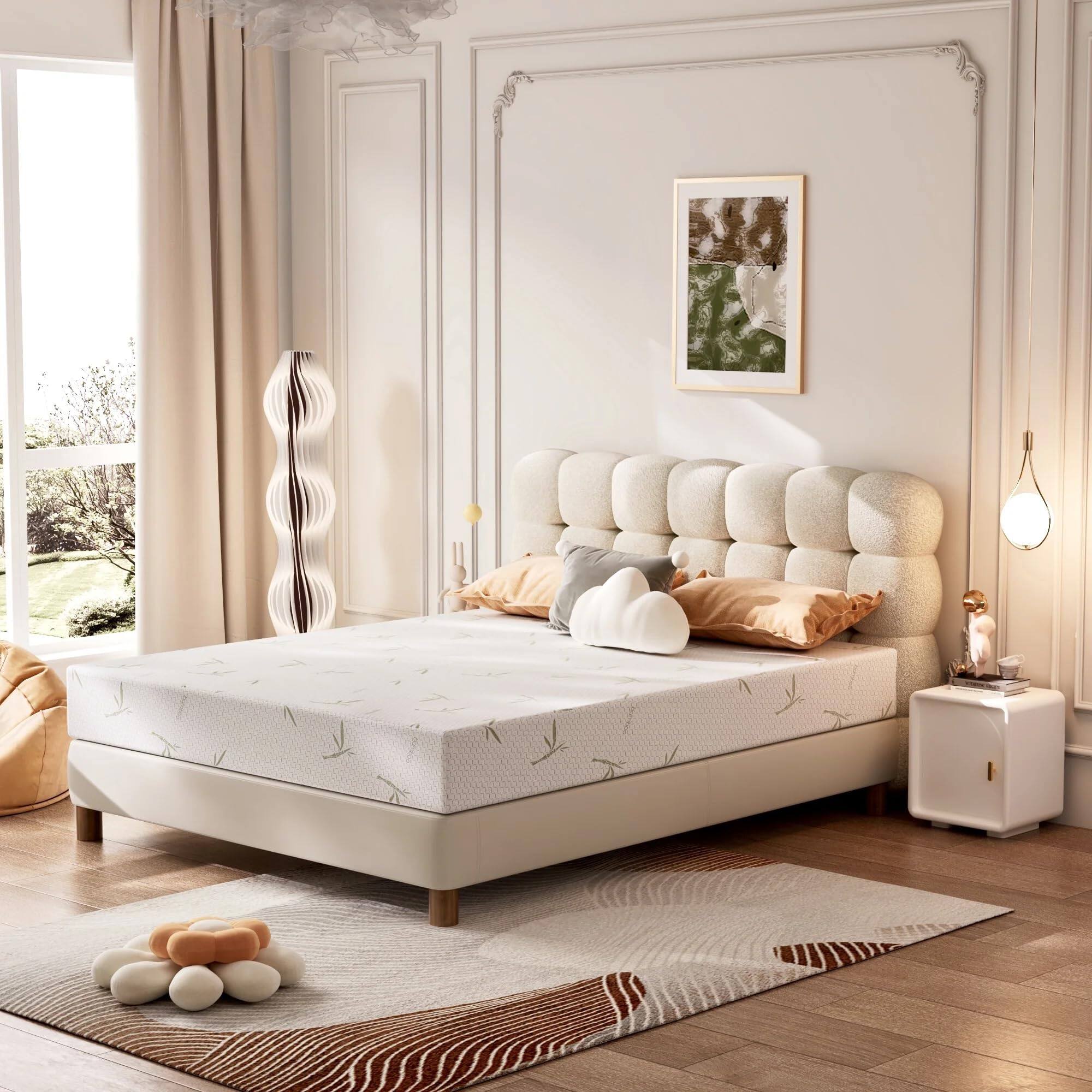 Alt View 7. SKONYON - 10" King Memory Foam Mattress with Cooling Gel and Medium Firm Support - White.