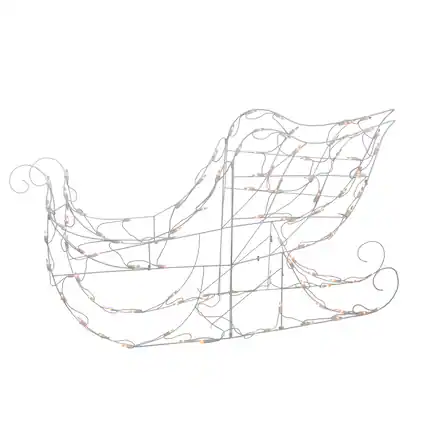 Front. Brite Star - Lighted Sleigh Outdoor Christmas Decoration - 48" - Clear Lights - White.
