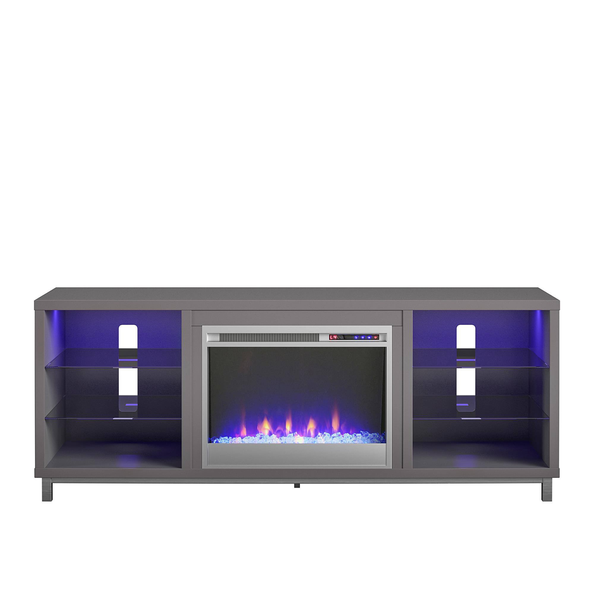 Front. Ameriwood Home - Lumina Deluxe Fireplace TV Stand (70”) - Graphite.