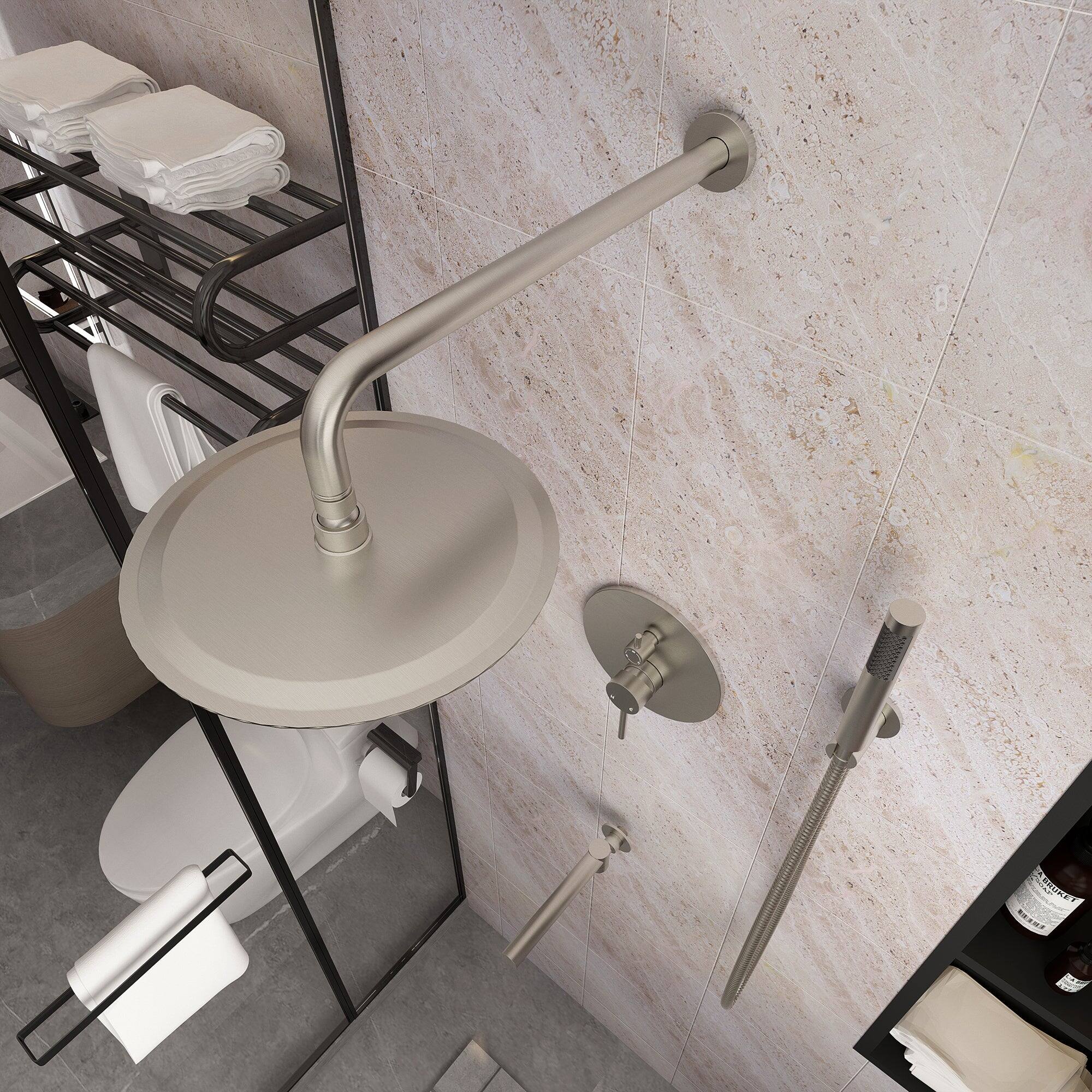 Alt View 8. Boyel Living - Wall Mount Single Handle 1-Spray Tub and Shower Faucet 1.8 GPM in Brushed Nickel Pressure Balance Valve Included - Brushed Nickel.