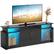 Back. Bestier - Modern 55-70" TV Stand with RGB LED, spacious storage, adjustable shelves & glossy acrylic doors for living room/bedroom - Black.