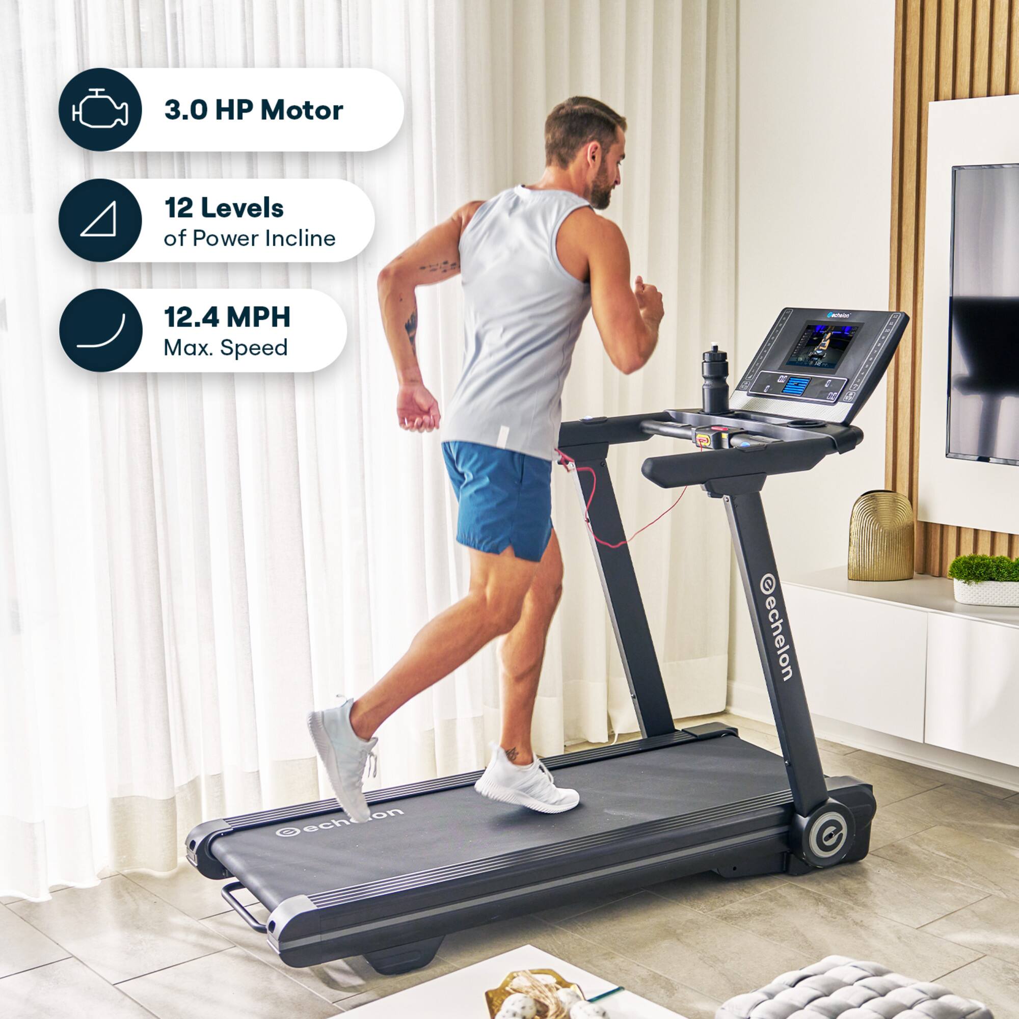 Echelon Stride 6s Auto Fold Treadmill with 10” class HD