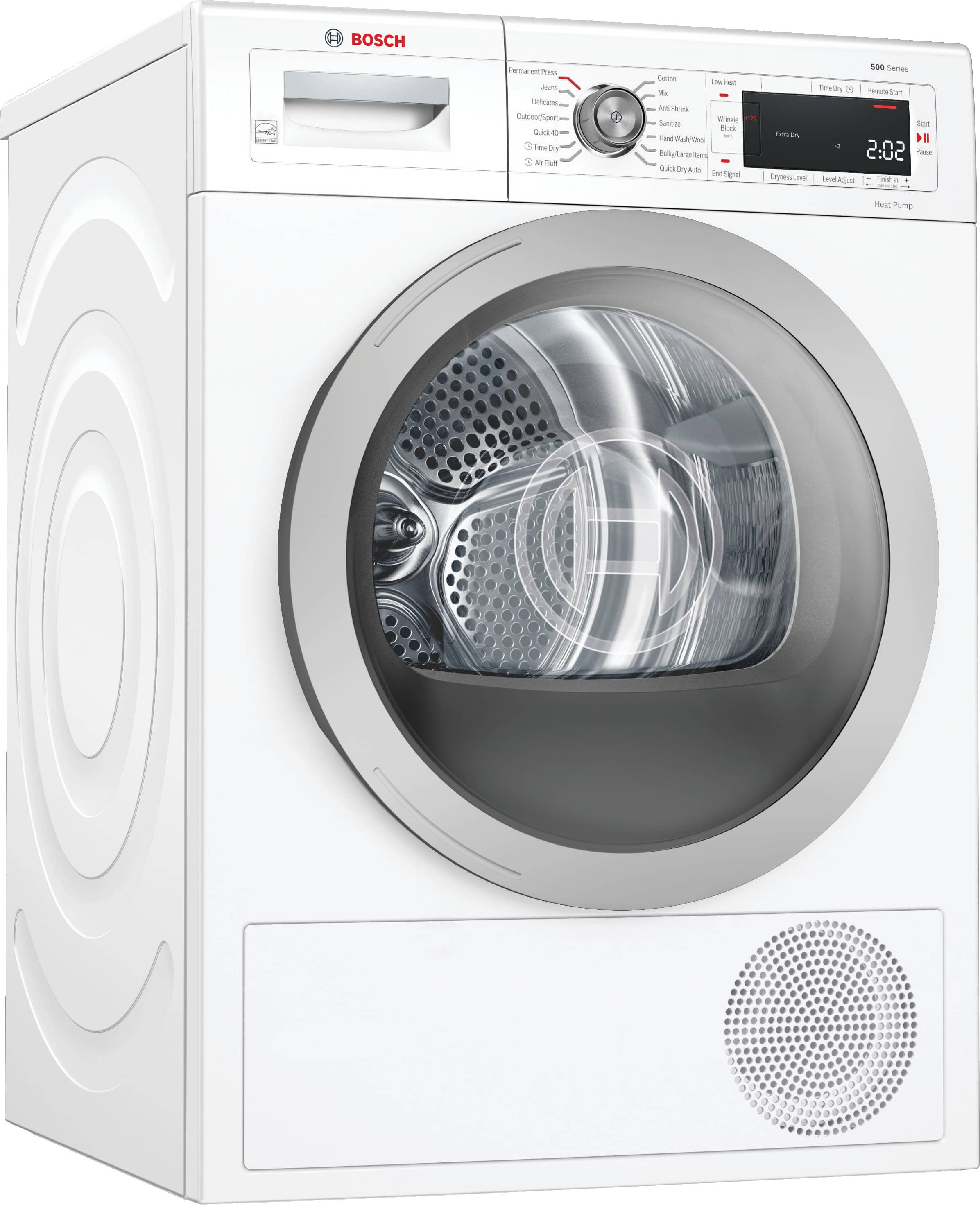 Bosch - 500 Series 4 Cu. Ft. Stackable Smart Electric Dryer with Self-Cleaning Condenser - White - Front_Zoom