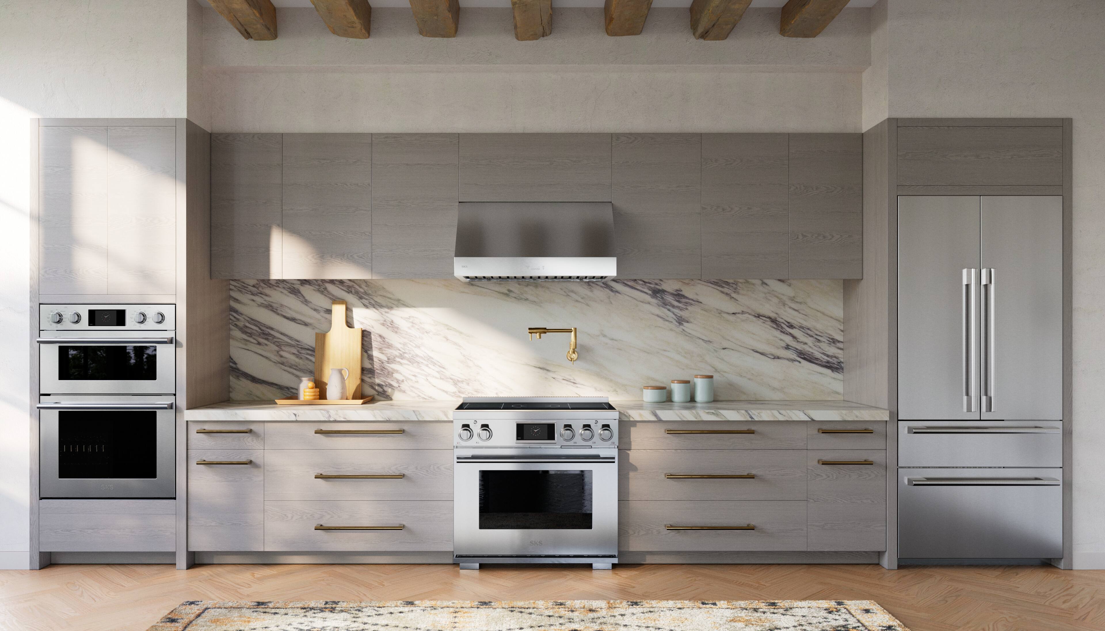 Alt View 1. SKS - 36-inch 6.3 Cu. Ft. Freestanding Smart Electric Induction Pro Range with Steam-Combi - Stainless Steel.
