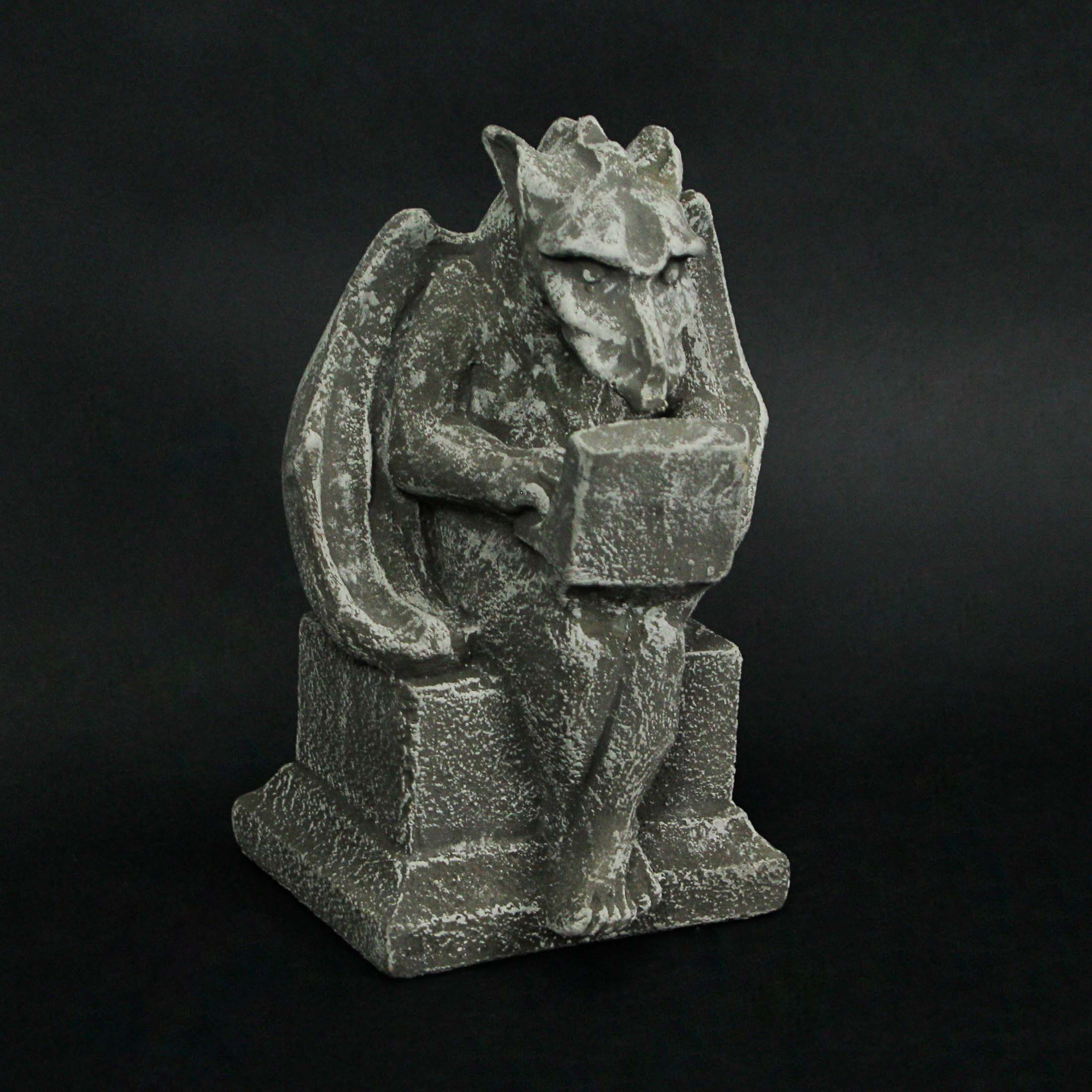 Alt View 1. Zeckos - Gargoyle With Laptop Computer Concrete Statue - Gray.
