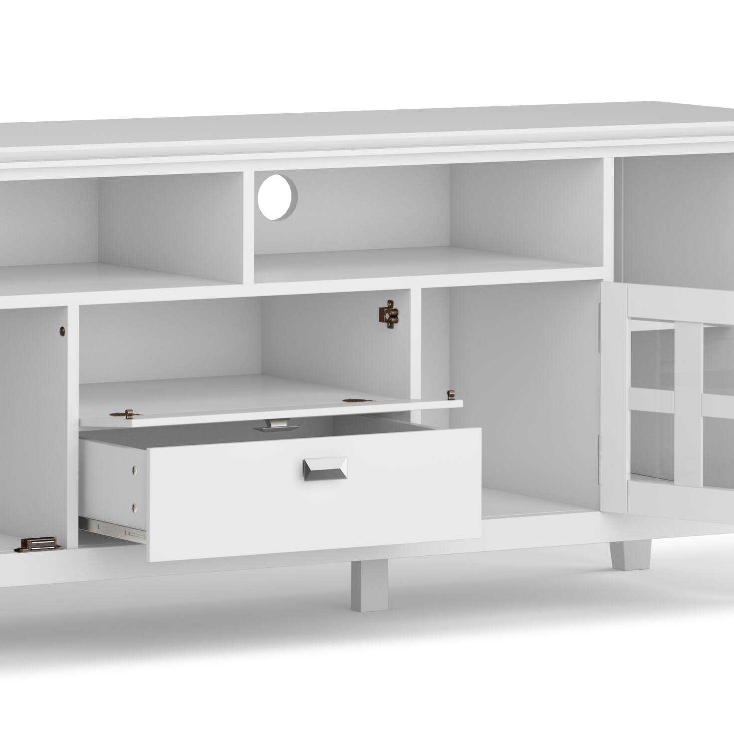 Alt View 5. Simpli Home - Artisan Solid Wood Contemporary 72 inch Wide TV Stand with Two 26 inch Wide 5 Shelf Bookcases (Set of 3) - White.